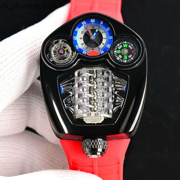 J&C Mens Watch Bugatti tourbillon V16 Roadster Watches VK Quartz Movement Sapphire Crystal Rose Gold Stainless Steel Luxury Wristwatch Waterproof Rubber Strap 091