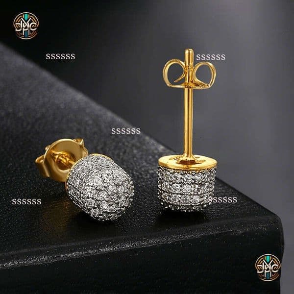 Cross border European and American new hip hop for men geometric zircon earrings personalized trendy ear accessories jewellery