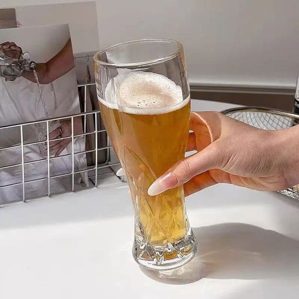 Creative Bar Drinkware Carved Beer Glass Household Craft Large Capacity Water Cup Heat Resistant Transparent Milk Breakfast Cup 260508
