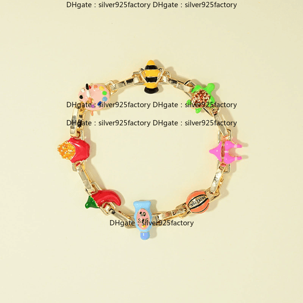 Poubel Charm Bracelets Sweet Dopamine Colored Drip Oil Crayfish Rose Handmade Personalized DIY Bracelet Necklace Poubel Pendant luxury jewelry