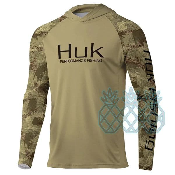 HUK Men Long Sleeve Hoodie Performance UPF 50 Fishing Tops Outdoor Sports Uv Protection Breathable Fishing Wear 260508