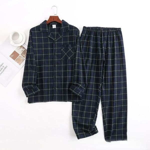 Plaid n Multi Colors Warm Cotton Flannel Long-sleeved Trousers Pajamas for Men Autumn and Winter Homewear Sleepwear Sets 260506