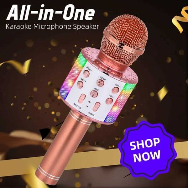 4 in 1 Karaoke Wireless Microphone with LED Lights Portable Microphone for Kids Great Gifts for Kids Girls Boys and Adults S260508