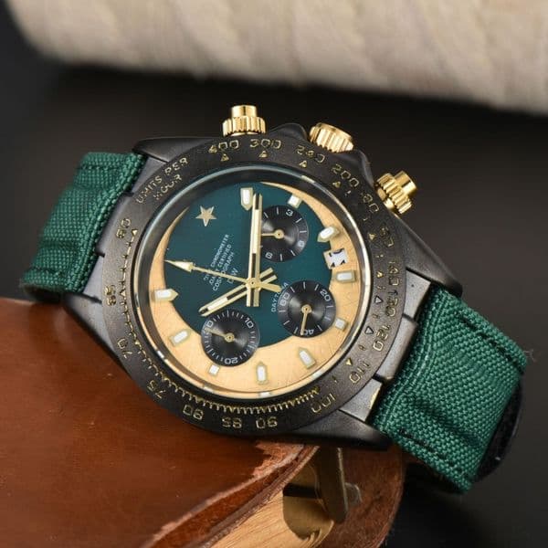 Men's Carbon Fiber Automatic Mechanical Chronograph Watch 40mm Super Luminous Dial Nylon Strap Sport Wristwatch