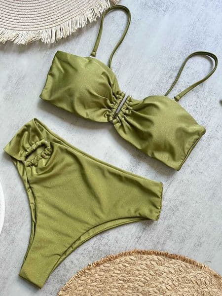 Bandeau Bikini Push Up Women Swimsuits 2026 Sexy Female Swimwear Brazilian Bikini Set Thong Biquini Swim Suits Solid BeachwearT260509
