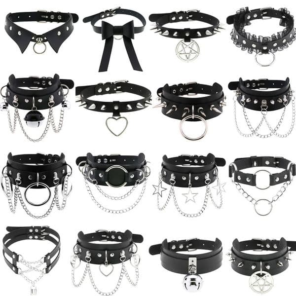 DIEZI Fashion Sweet Cool Torques Necklace Gothic PU Leather Tassel Chain Choker Collar Necklace For Women Men Body Chain Jewelry260429