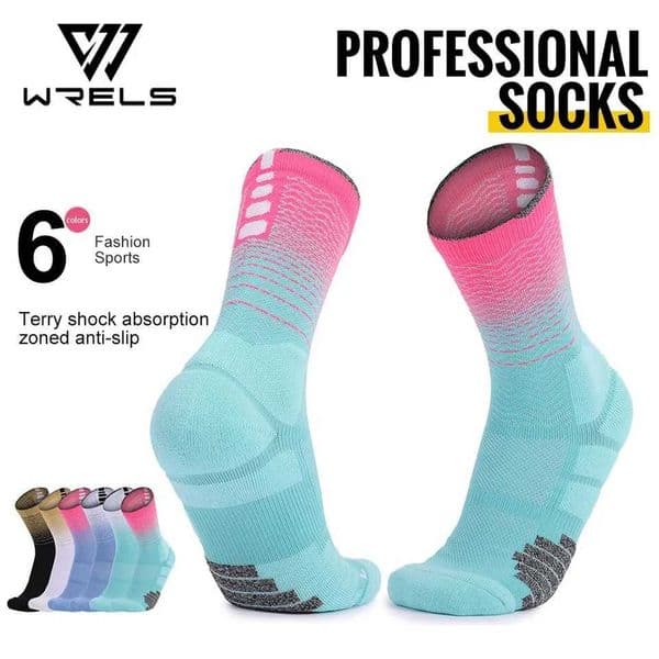 WRELS Socks Athletic Cushion Moisture Wicking Sports Socks Thicke Towel Bottom Sweat Absorbing Hiking Basketball Running Socks C260509