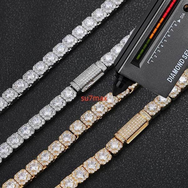 925 Sterling Silver VVS Moissanite Cuban Link Chain Necklace Gold Plated GRA Certified Customizable Size for Women