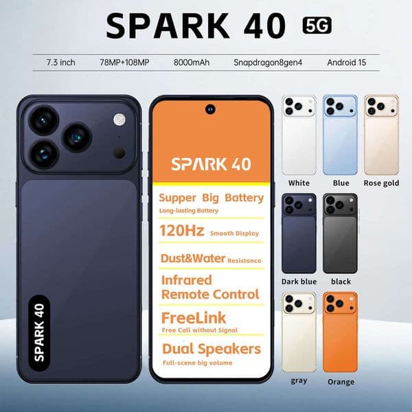 Bestseller Spark 40 Android 16+1T Smartphone 7.3Inch Large-Screen Mobile Phone From The Source Manufacturer Technology mobile phone