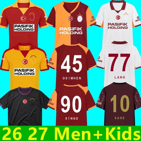 2026 2027 Galatasaray Soccer Jerseys Players fans OSIMHEN SINGO ICARDI ZANIOLI BAKAMBU MERTENS SANE LANG BARIS 100th Anniversary 26 27 men kids kit Football Shirts