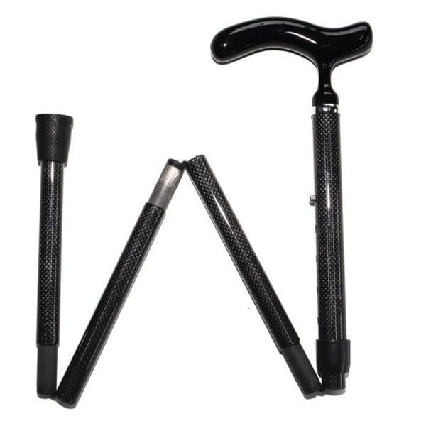 Factory Direct 3K Plain Weave Glossy Carbon Fiber 5-Section Folding Telescopic Ultra-Light Japanese-Style Elderly Cane Anti-Slip