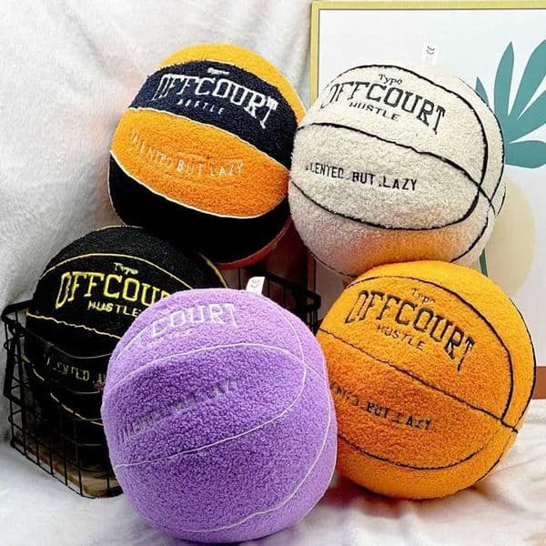 New Soft Offcourt Basketball Pillow Cushions Fuzzy Basketball Shaped Pillow Bedroom L260509WDSY