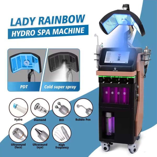 Upd Professional 9 In 1 Beauty Dermabrasion PDT LED Cold Super Oxygen Jet Aqua Peeling Deep Beautyting Acne Blackhead Removal Face Exfoliating H2o2 Beauty Machin