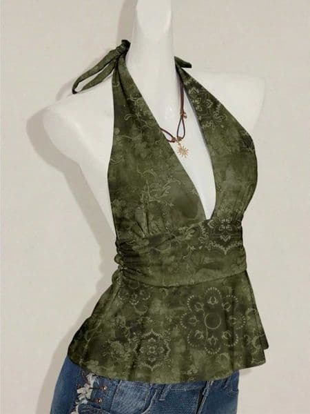 Multi-color Pleated Strap Niche Design Casual Versatile Top For Women Summer Neck Hanging Sexy Fashionable V-neck Polka Dot VestT260509
