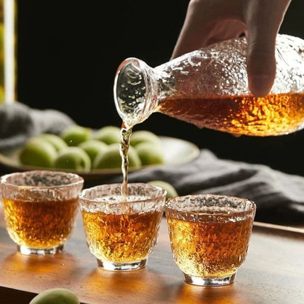 Japanese Sake Drinking Set Glass Cups and Carafe Modern Japanese Style Barware for Home Party 260508