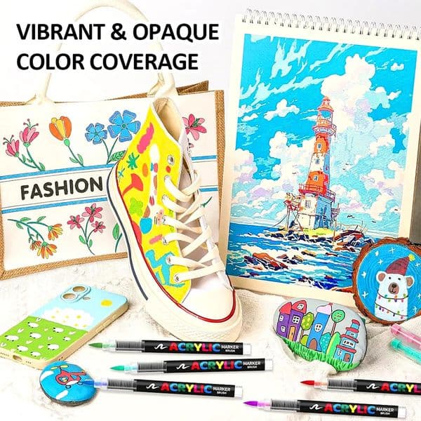 High Quality Acrylic Paint Pens Markers Set Brush Tip Paint Marker For Rock Painting Wood Canvas Stone Christmas Gift DIY Crafts 260508