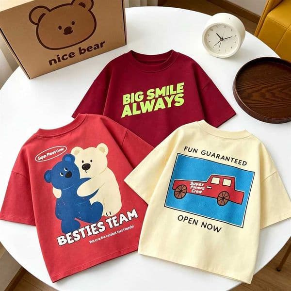 Boys And Girs Fashion T Shirt Printed Tees Short-sleeved Tops Summer Clothes Toddler Crewneck Base Shirt Pure Cotton T-shir L2605099K2F