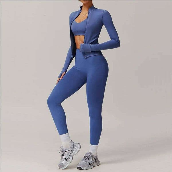 Suit 2PCS Sports Gym Set Women Tracksuit Running Workout Zipper Long Sleeve Shorts Yoga Clothing Athletic Wear