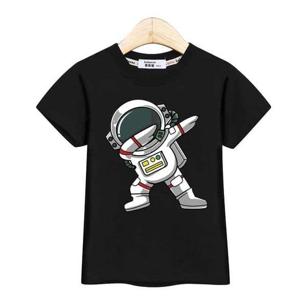 2024 New Children Summer Tops Astronaut Cartoon T-shirt Baby Boys Short Sleeves Shirt 3-14T US Size Clothin L260509YPL7