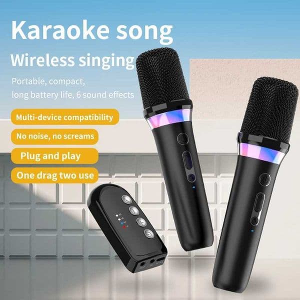 DS-K2 Karaoke Companion Bluetooth 53 Wireless Dynamic Microphones RGB Colorful Light Stereo DSP Mixer System For Wired Speaker S2605082AB1