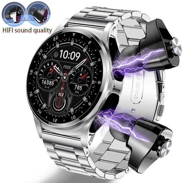 DAORKOW New 2 IN 1 Smart TWS Earphone NFC Heart Rate Blood Oxygen Fitness Tracker Sport Watch Wireless Call Smartwatch Men 26H0508