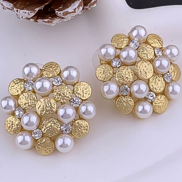 Designer Earrings Designer Earrings Women 18K Gold Plated Earring Vintage Molten Pearl Pave Stud Earrings Luxury Jewlery Designer for Women Elegant Gift