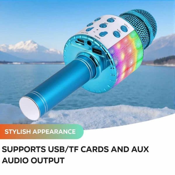 4 in 1 Karaoke Wireless Microphone with LED Lights Portable Microphone for Kids Great Gifts for Kids Girls Boys and Adults S260508TWU7