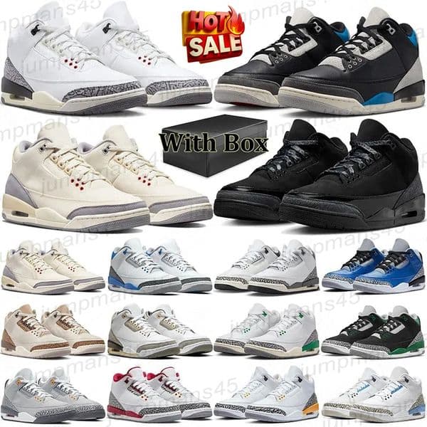 2026 designer 3s 3 jump mans basketball shoes Women Mens Fire Red Black Cat Spring Flowers Denim Ocean Fruits White Cement Fear Cool Grey Trainers Sports Sneakers