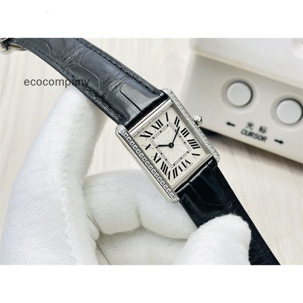 Top quality tanks watch women mens watch super clone watches swiss quartz movement leather strap sapphire glass 25.5mm 22mm with box LWNU