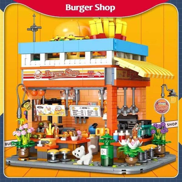 LED Illuminated 3-Tier Burger Blocks Set STEM Building Toys for Kids Interactive Fast Food Restaurant Playset with Fries H260509