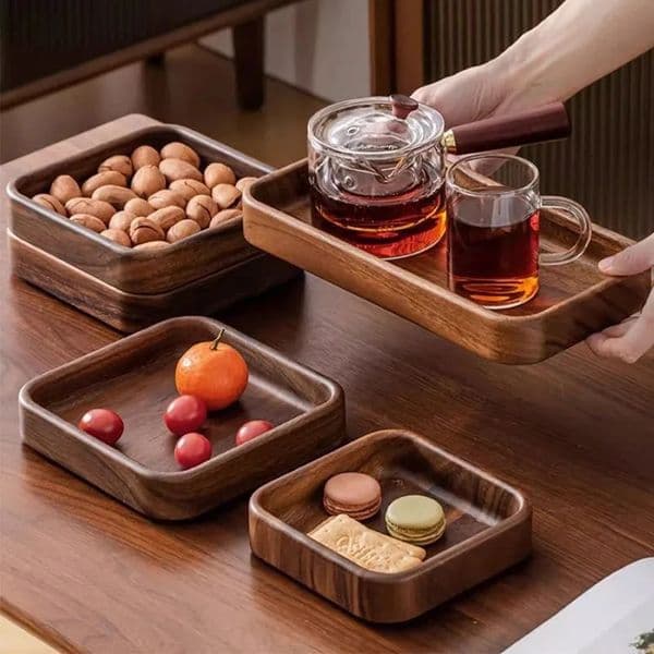 Acacia Wood Dried Fruit Plate High-grade Wooden Fruit Plate Snacks Home Refreshment Tray Nut Box Organizer 260508