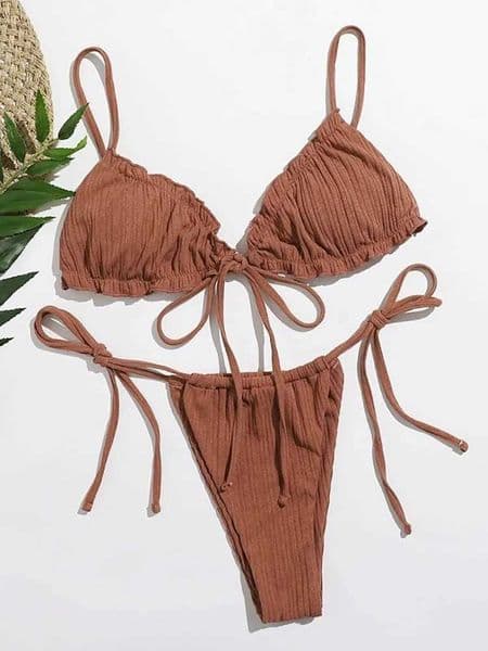 New 2025 Sexy Swimsuit Pit stripe Bikini Women Swimwear Bathing Suits Push Up Biquinis Bandage Beachwear Solid Bikini SetsT260509