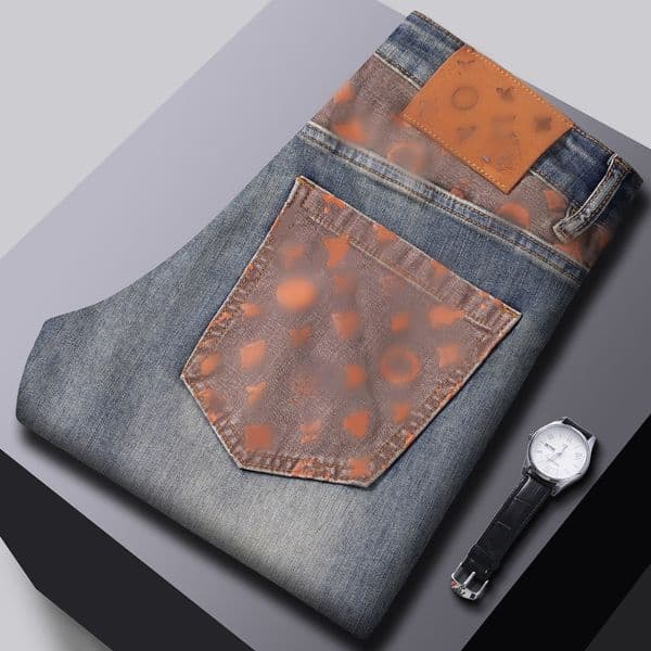 Men's Designer Light Luxury Jeans Fashion Classic Printed Versatile High-End Pants Luxury Brand Slim Fit High Street Jeans