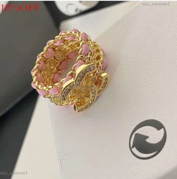 Designer cc Luxury Brand Letters Gold Plated Brass Copper Open Band Rings Fashion Crystal Ring For Women Wedding Jewelry chan