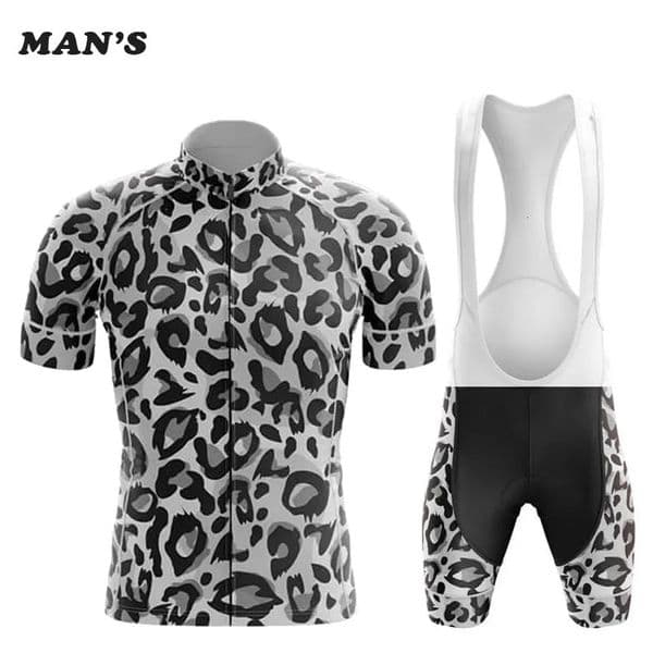Leopard Pattern Cycling Kit Summer Cycling Clothing Mans Short Sleeves Cycling Jersey Set Mountain Bike Riding Sportswears 260509