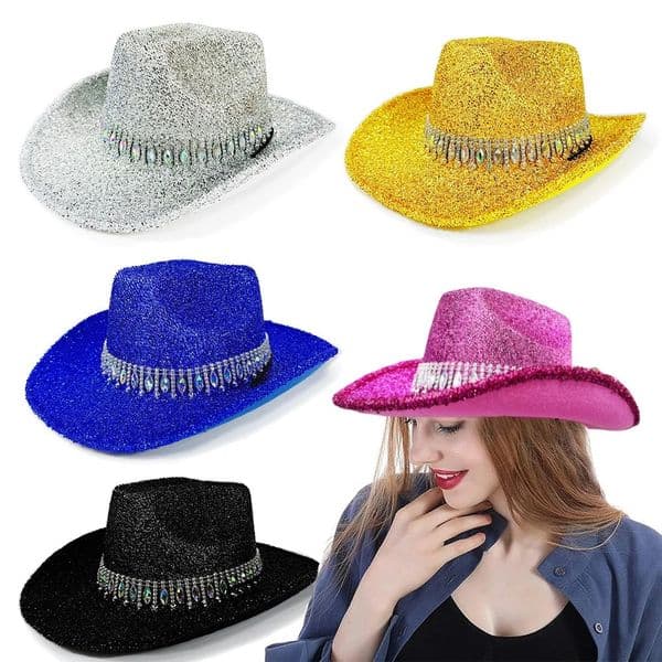 Womens Cowgirl Hat Stylish Rhinestone n Sun Hat Wide Brim Western Cap for Party Daily Life 260509