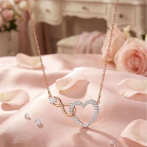 Cross-border Shijia original design romantic love figure-eight diamond necklace women, high-end elegant heart-shaped collarbone chain for foreign trade