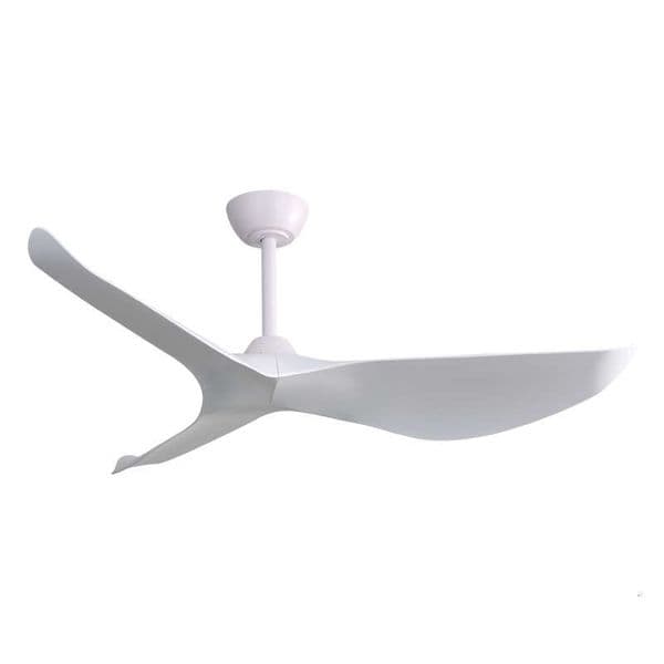 52 Inch Indoor without Light, 6 Speeds Reversible DC Motor, 3 ABS Blade Ceiling Fan White For Bedroom