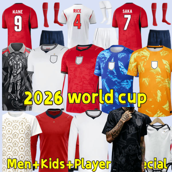 englands kit 26 27 BELLINGHAM KANE Soccer Jerseys RICE SAKA FODEN RASHFORD STONES Soccer Jersey 2026 World Cup RASHFORD FODEN National Team Kids men Football shir