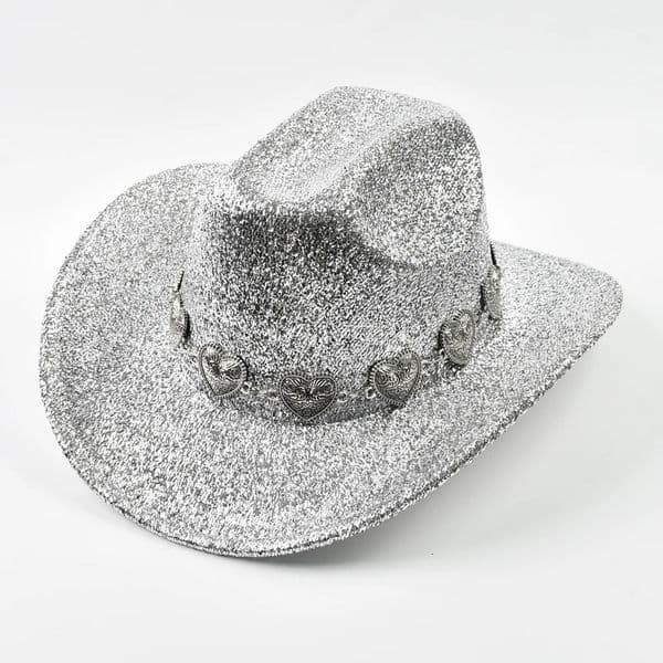 Lady Western Cowboy Hat With Rhinestone Ribbons Silver Jazz Hat For Men To Party In Retro Felt Hats 260509