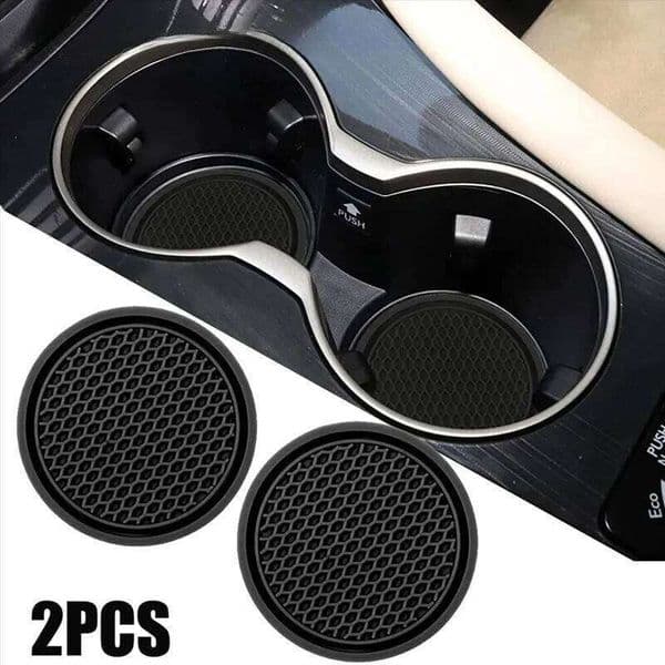 2Pcs Car Coasters 7cm Universal Anti-Slip Cup Mat Soft TPU Waterproof Auto Bottle Holder Insert Pads