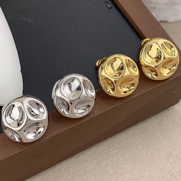 Designer Earrings Designer Earrings Women 18K Gold Plated Earring Concave Round Stud Earrings Luxury Jewlery Designer Women Elegant Free Shipping Buy One Get One