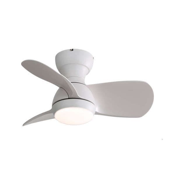 23 Inch Indoor Ceiling Fan 3 ABS Blades Remote Control Reversible DC Motor White With 18W Led Light