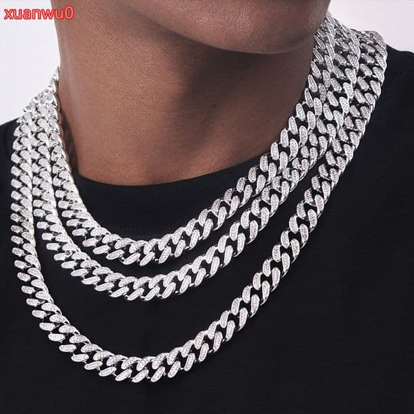Direct OEM 925 Silver 6mm Cuban Chain Necklace 14K Gold Plated VVS Moissanite Trendy Hiphop Iced Out for Jewelry Suppliers