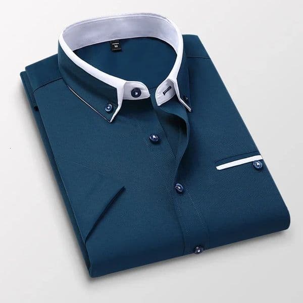 TFETTER Summer Business Shirt Men Short Sleeves Button Up Shirt Turn-down Collar Casual Shirts Mens Clothing Plus Size 5XL 260508
