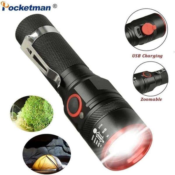 LED 18650 Rechargeable Flashlights Zoomable Torch Outdoor Waterproof Tactical Flashlight S260509