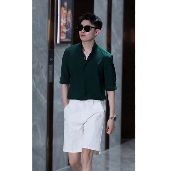 Bestseller New Chinese-Style Short-Sleeve For Men, Casual And Mature Style, Summer Korean Version, Slim Fit, Wrinkle-Free, Ice Silk, Half-Sleeve Shirt Ddmysat
