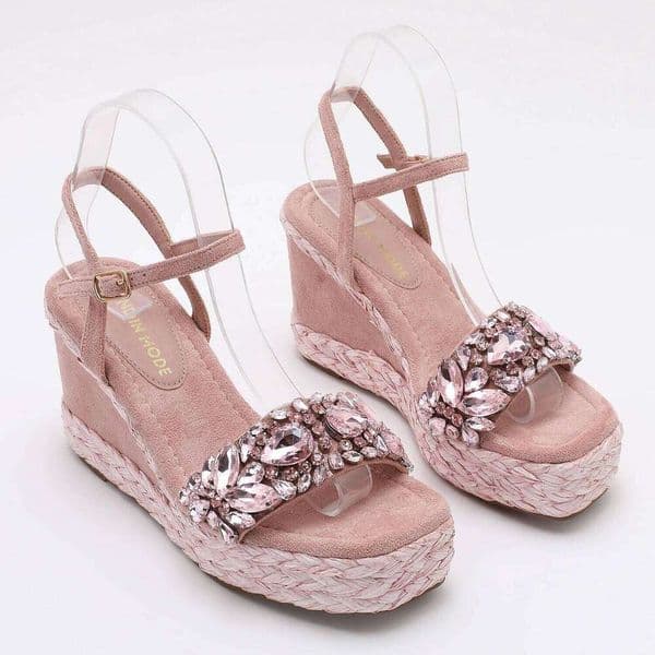 Designer Shoes Trendin Mode Women's Velvet High Wedge Sandals 10Cm Heel Sandals