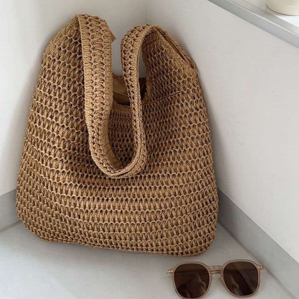Summer Woven Straw Bag, Casual And Stylish, 2026 Vacation Style, Large Capacity, Vacation-Style Tote Shoulder Bag For Women