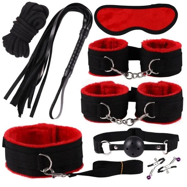 8PCS BDSM Restraint Set Female Handcuff Mouth Gag Eye Blinder Teaser Body SM Slave Cosplay Sex Toy Ankle Cuffs Kit 260508